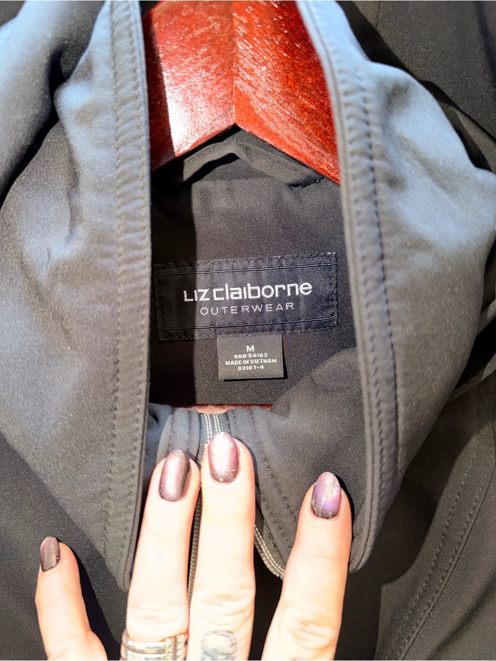 Liz Claiborne Black Hooded Long Jacket - Picture 3 of 3